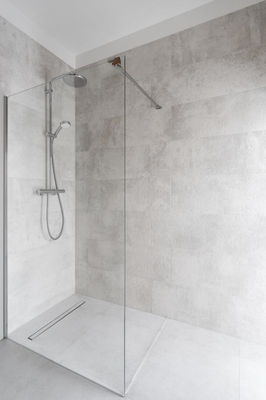 Shower with Rainfall Head and Large Tiles