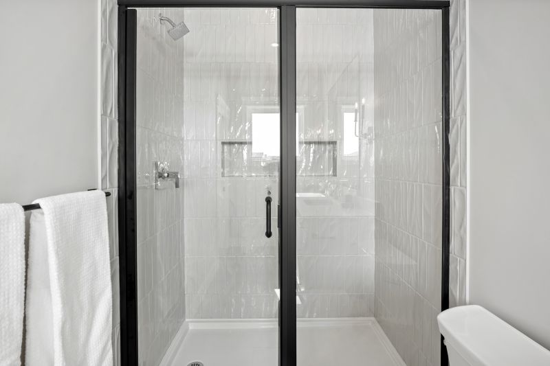 Shower with Black Frame Glass Door