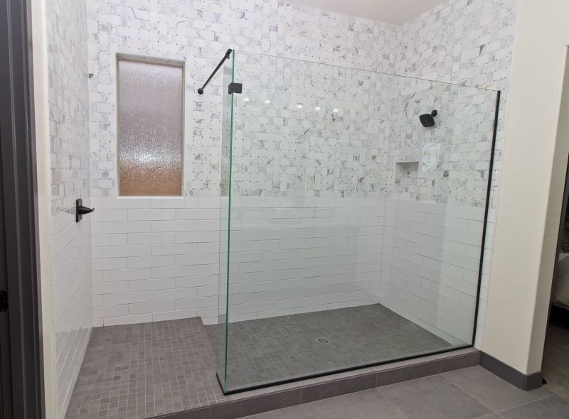 Corner Shower with Tiled Walls